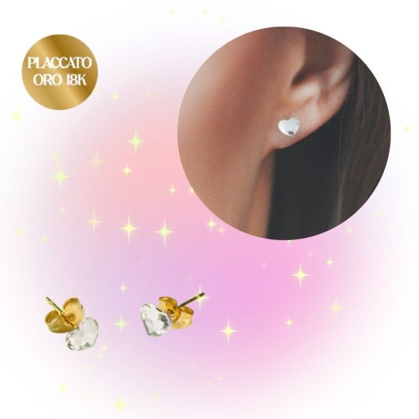 Orecchini Placcati Oro 18K Punto luce Cuore 2Easy New Bijoux