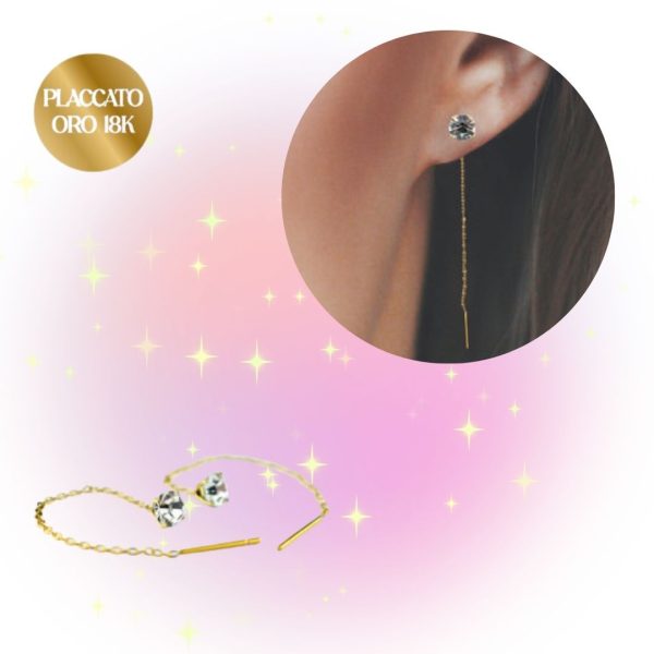 Orecchini Placcati Oro 18K Punto luce Pendente 2Easy New Bijoux