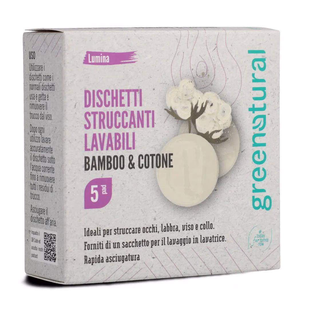 Dischetti Struccanti Lavabili Bamboo e Cotone 5pz Greenatural