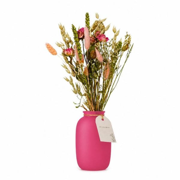 Fiori Secchi in Bottiglia Mix Pastello Rosa Wildflowers by Florietta