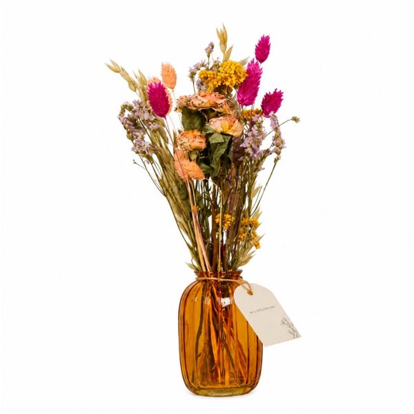 Fiori Secchi in Bottiglia Mix Pastello Ocra Wildflowers by Florietta