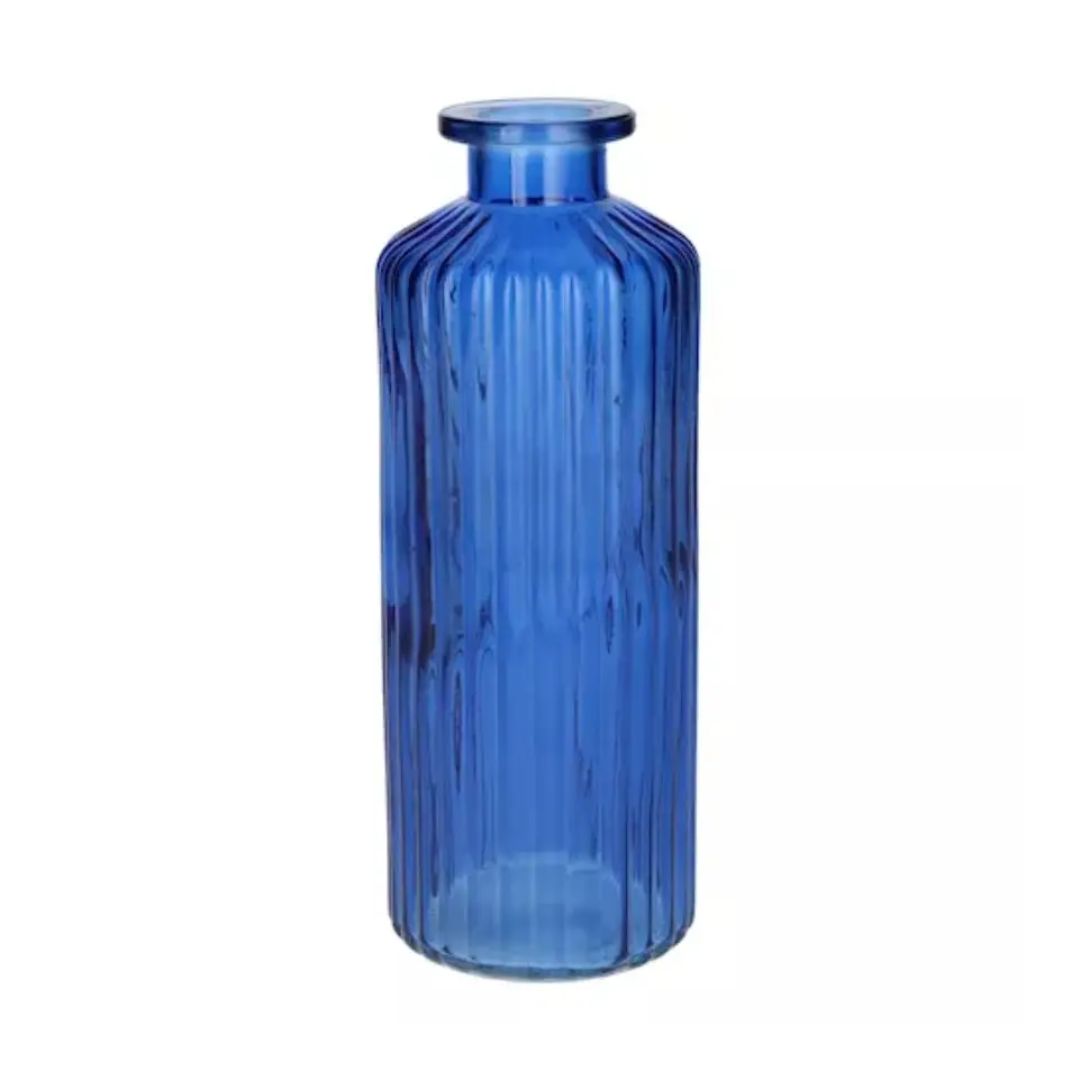 Bottiglia Caro Linee Trasparente Blu Cobalto Medio 20cm Wildflowers by Florietta
