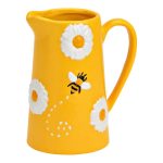 Caraffa decorativa gialla con api e fiori