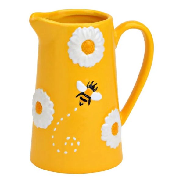 Caraffa decorativa gialla con api e fiori