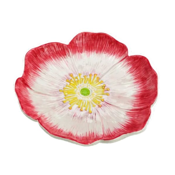 Piatto fiore in ceramica bordeaux