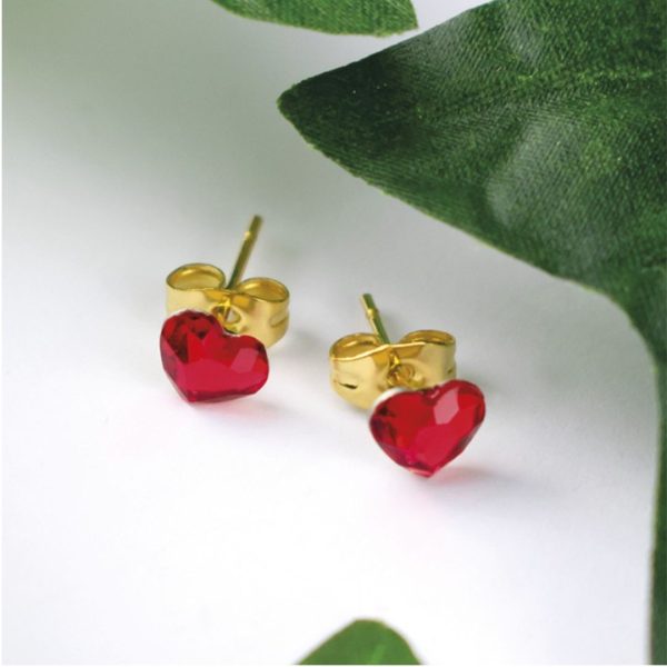 Orecchini Placcati Oro 18K Punto Luce Cuore Rosso 2Easy New Bijoux