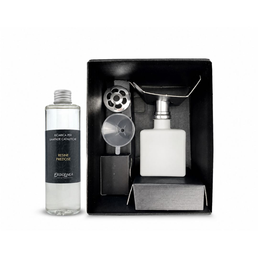 Lampada Catalitica Modello Cubo Bianco + Liquido 250ml Erbolinea