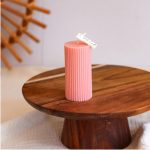 Candela a blocco 10 cm fatta a mano rosa