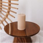Candela a blocco 10 cm fatta a mano beige
